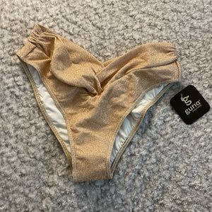 Guria sparkly gold deep-v bikini bottom. Bnwt
